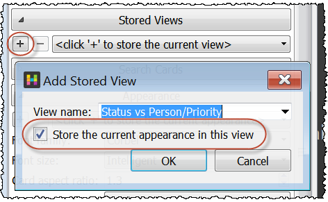 Save appearance settings in a stored view