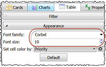 Table font and color