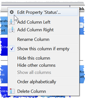 Modify columns menu