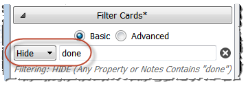 Filter unwanted cards