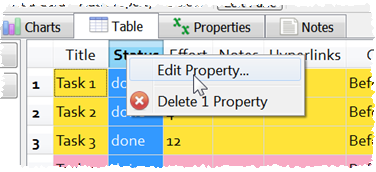 Right click table