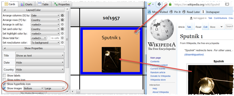 Timeline with hyperlinks and images