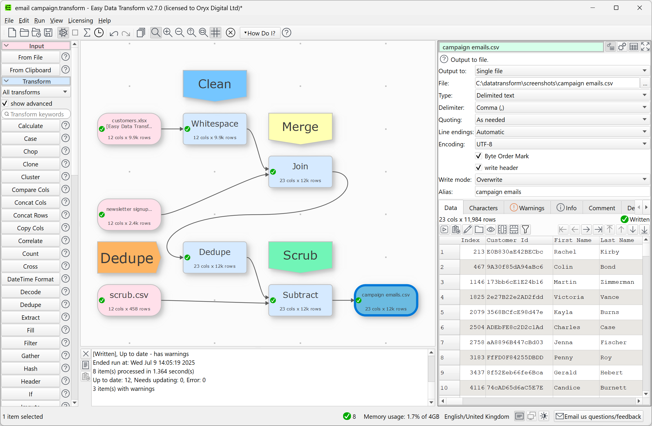 Easy Data Transform data wrangling software